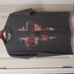 Take that " Blessed is she cross and floral religeous tee size XL